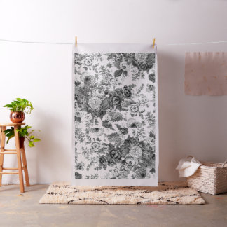 Tecido Vintage Floral Toile Botânica Possui Preto e Branc