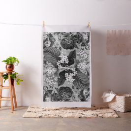 Tecido Vintage Floral Toile - Linn Branco Botânico Preto