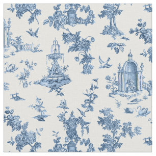 Tecido Vintage - Fontes Fantásticas e Árvores Toile-Blue