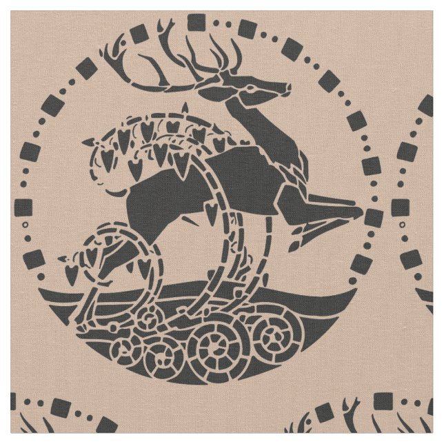 Tecido Vintage Illustration Christmas Reindeer (Detalhe)