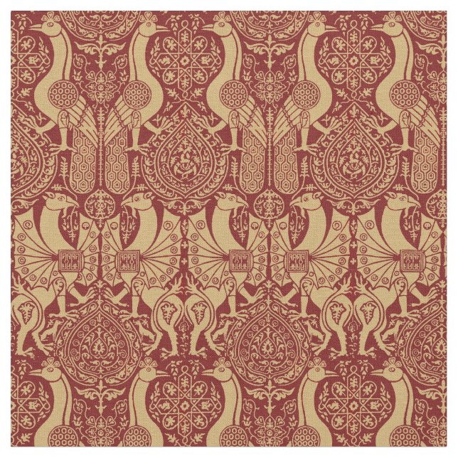 Tecido Vintage Medieval Griffin E Pavão (Detalhe)