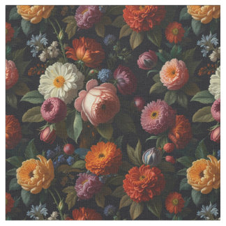 Tecido Vintage moody, rosas florais escuros