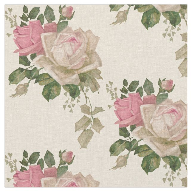 Tecido Vintage Pink & Cream Rosas (Detalhe)