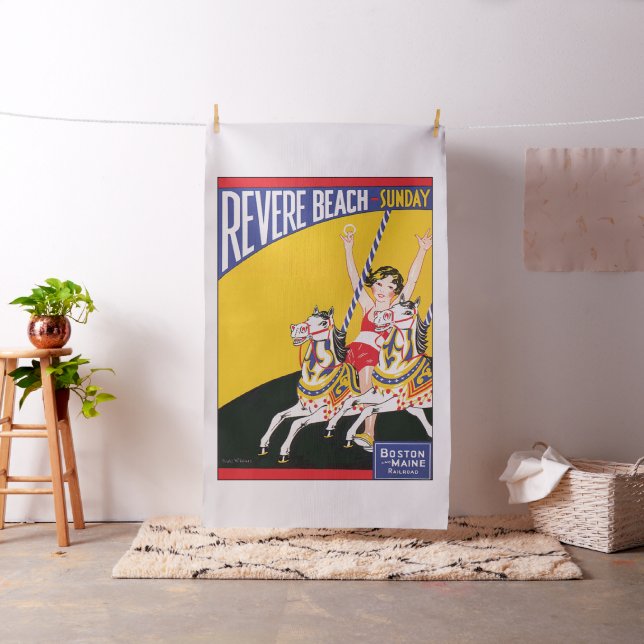 Tecido Vintage Revere Beach Carousel Nostalgic Poster (In Situ)