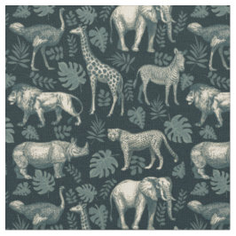 Tecido Vintage Safari Animais Africanos