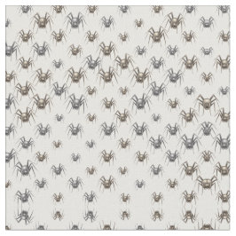 Tecido Vintage Spiders assustador Cinza Branca Padrão Eng