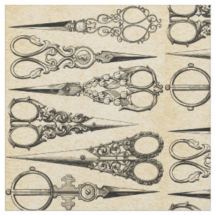 Tecido Vintage-Tesouras Hairstylist Hair Salon