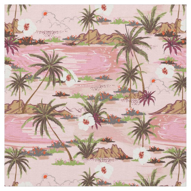 Tecido Vintage, Tropical, Havaí inspirada rosa (Detalhe)