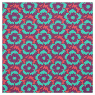 Tecido Vintage turquoise vermelha floral Dianthus Barbatu