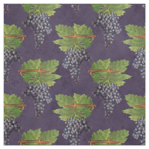 Tecido Vintage Uvas e Vinhas em Roxo