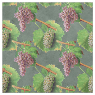 Tecido Vintage Verde e Roxo Vinhas