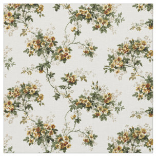 Tecido Vintage Yellow Blossoms English Floral Patterno