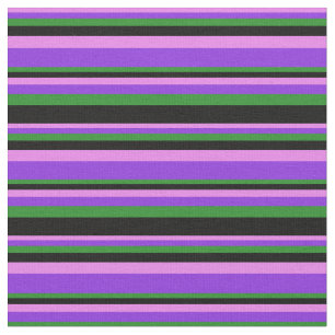 Tecido Violeta, Roxo, Floresta Verde e Linhas Negras