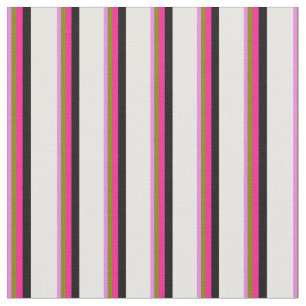 Tecido Violeta, Verde, Rosa Profundo, Linhas Pretas e Bra