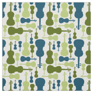 Tecido Violinos - Azul e Verde