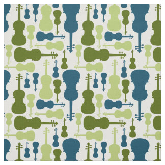 Tecido Violinos - Azul e Verde