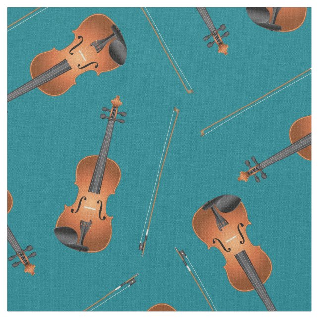 Tecido Violinos Musical Room Decor Teal (Detalhe)
