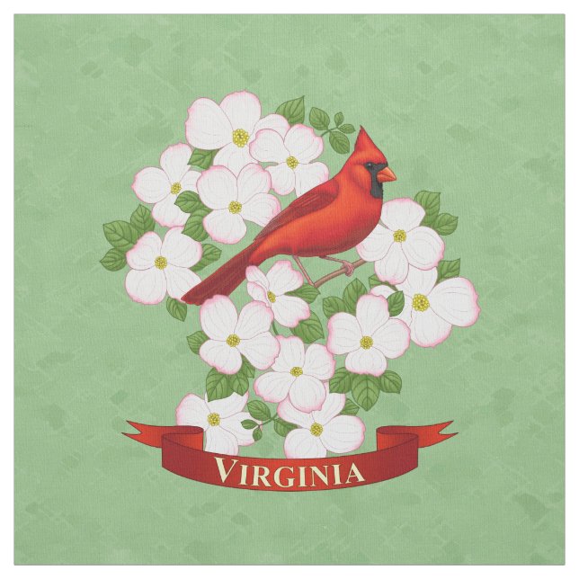 Tecido Virginia State Cardinal Bird e Dogwood Flower (Modelo)