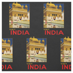 Tecido Visite o poster de viagens India Vintage art