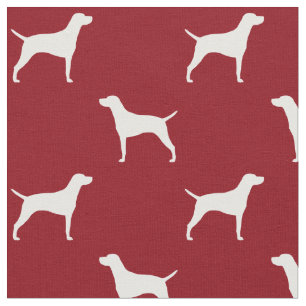 Tecido Vizsla Dog Breed Silhouettes Padrão Vermelho e Br