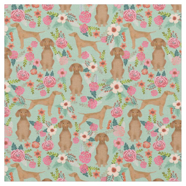 Tecido Vizsla vintage florals menta (Detalhe)