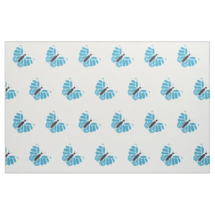 Tecido voador de borboleta abstrato azul e preto