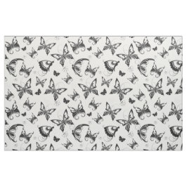 Tecido Voo da borboleta Preto e Branco