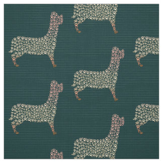 Tecido Warm Gold Gradient Paw Print Dog Silhouette Fabric
