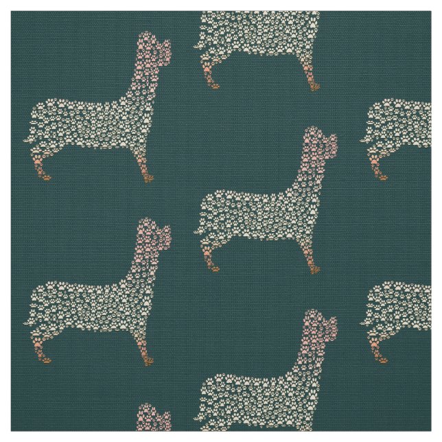 Tecido Warm Gold Gradient Paw Print Dog Silhouette Fabric (Modelo)