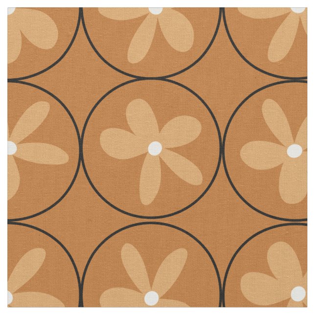 Tecido Warm Mustard Floral Tile - Combed Cotton Fabric (Detalhe)