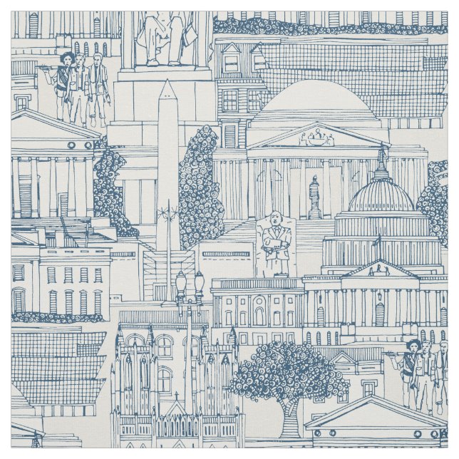 Tecido Washington DC toile cobalto forte branco (Modelo)