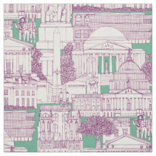 Tecido Washington DC toile roxo hortelã