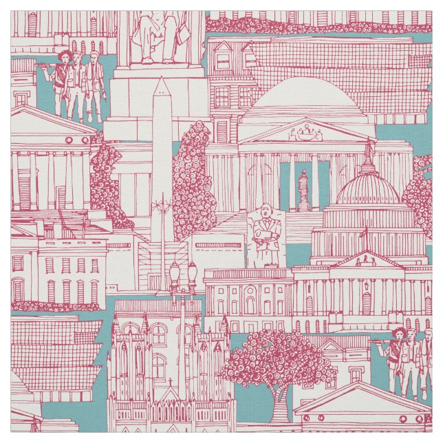 Tecido Washington DC toile viva magenta turquesa (Modelo)