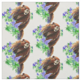 Tecido Watercolor Woodchuck, Marmot, Groundhog Animal art