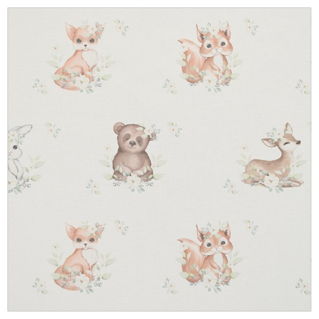 Tecido Watercolor Woodland Animal Baby Nursery (Modelo)