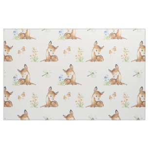 Tecido Watercolor Woodland Baby Deer Girl Nursery