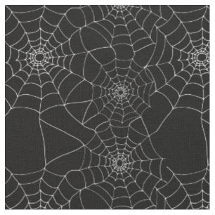 Tecido Web de aranha branca e preta padrão do Halloween