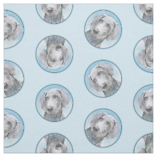 Tecido Weimaraner Pintura Cinza Prata Arte Original de Ca