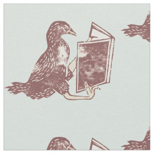 Tecido Weka Bird Lendo um livro