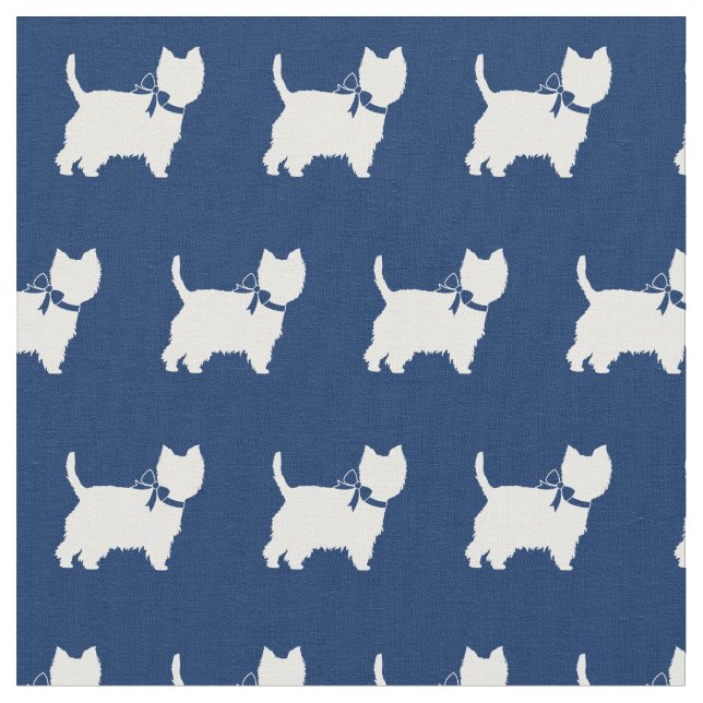 Tecido West Highland Terrier Dog Silhouket Marinho Pet Bl (Detalhe)