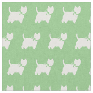 Tecido West Highland Terrier Dog Silhouket Sage Green