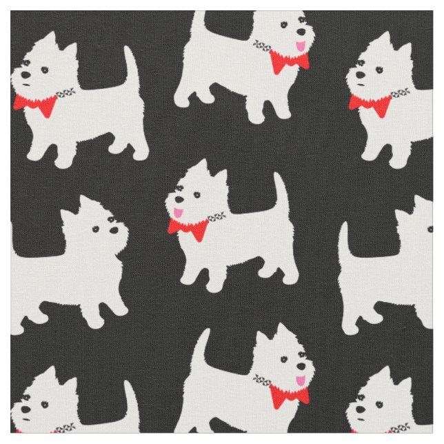 Tecido West Highland White Terriers Westis Puppies (Detalhe)