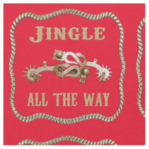 Tecido Western Cowboy Spurs Jingle Todo O Caminho Vermelh