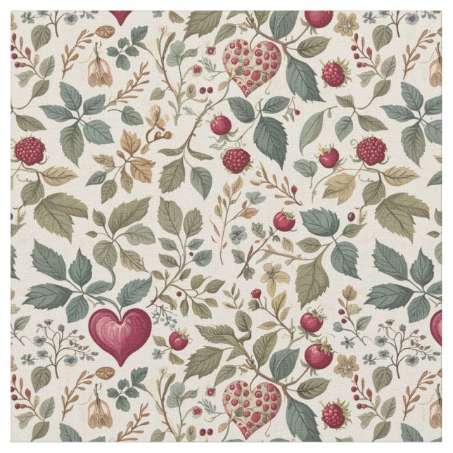 Tecido "Whimsical Heart and Berry Pattern" (Detalhe)