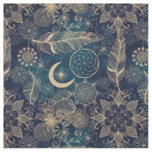 Tecido Whimsy Dourada Glitter Dreamcatcher Feenas Mandala