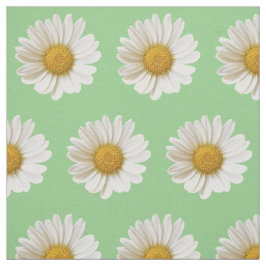 Tecido White Daisies no Sage Green Floral