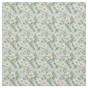 Tecido White Daisy Blue Sky Summer Charm