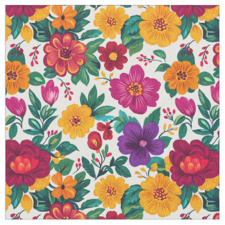 Tecido White Fiesta Floral Extravaganza