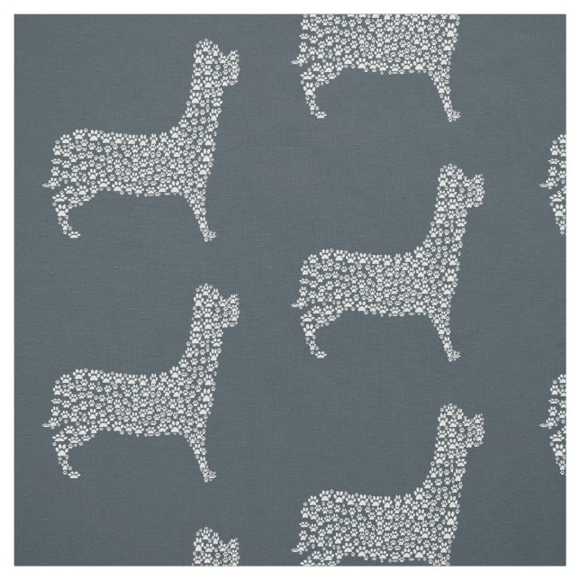 Tecido White Paw Print Dog Silhouette Pattern Fabric (Modelo)