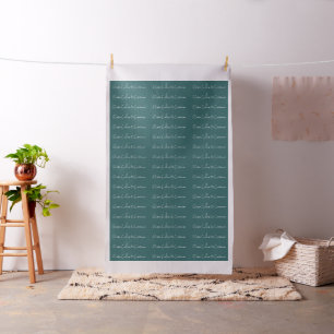 Tecido White Script francês teal Mantenha-se calmo e cont